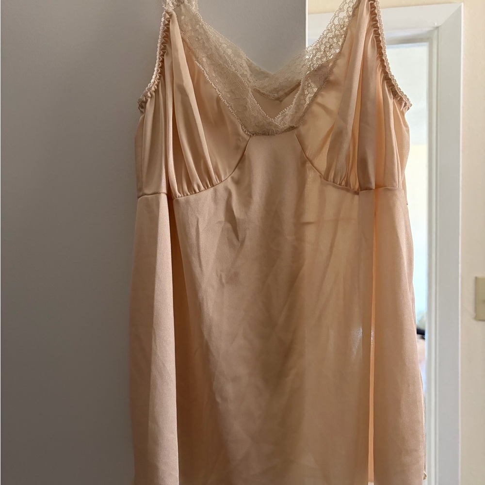 Cabernet Lace-Trim Slip Dress - Peach